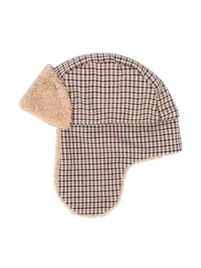 Il Gufo Kids' Check Print Trapper Hat In Neutrals