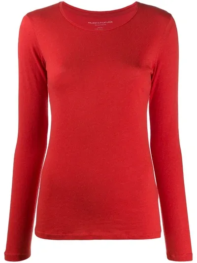 Majestic Round Neck Jumper In Orange