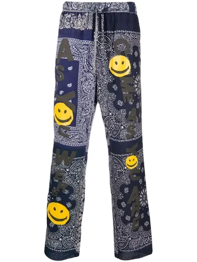 Readymade Paisley Print Relaxed Trousers In Blue