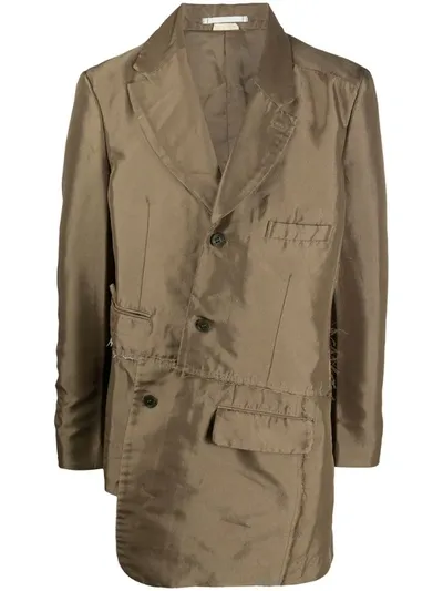 Comme Des Garçons Homme Deux Diagonal Cut Asymmetric Coat In Green