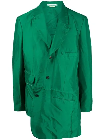 Comme Des Garçons Homme Deux Asymmetric Single-breasted Coat In Green