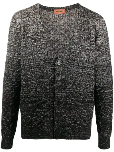 Missoni Gradient Wool Knit Cardigan In Black