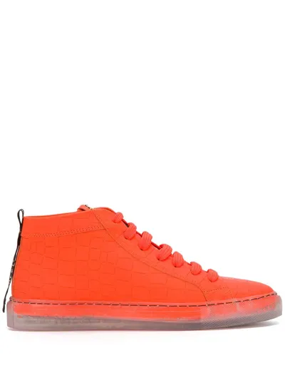 Hide & Jack Clear Sole High-top Sneakers In Orange