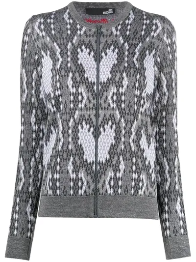 Love Moschino Cardigan Mit Herz-print In Green