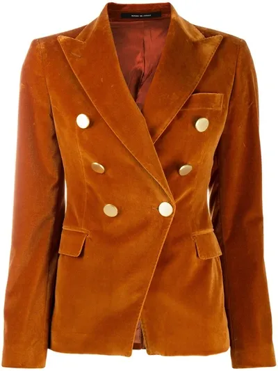 Tagliatore Tailored Velvet Blazer In Orange