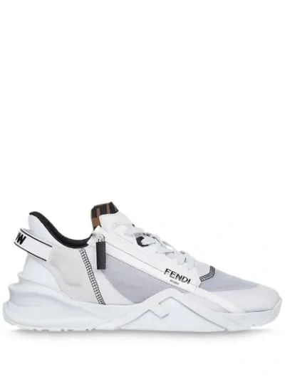 Fendi Zip Running Style Sneakers In White