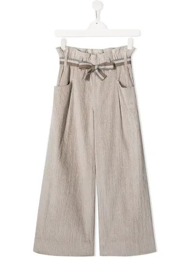 Brunello Cucinelli Teen Hose Mit Paperbag-taille In Neutrals