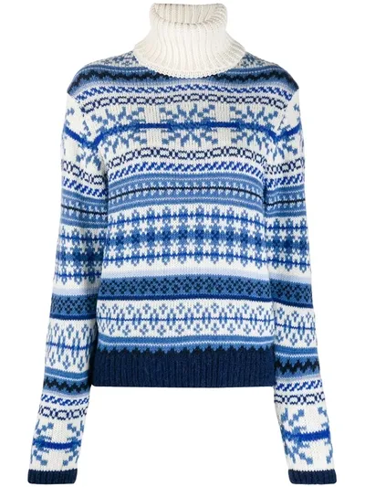 Baum Und Pferdgarten Fair Isle Roll Neck Jumper In Blue