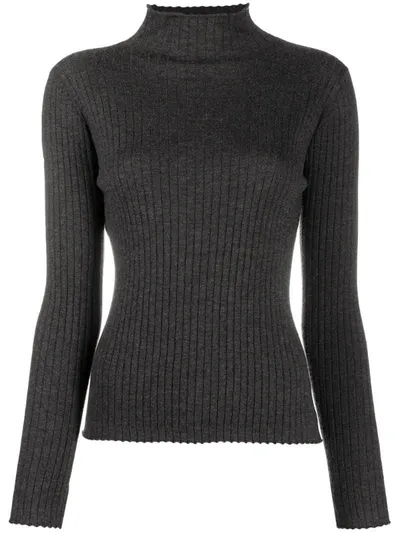 N•peal Ribbed Knit Cashmere Sweater In Grey