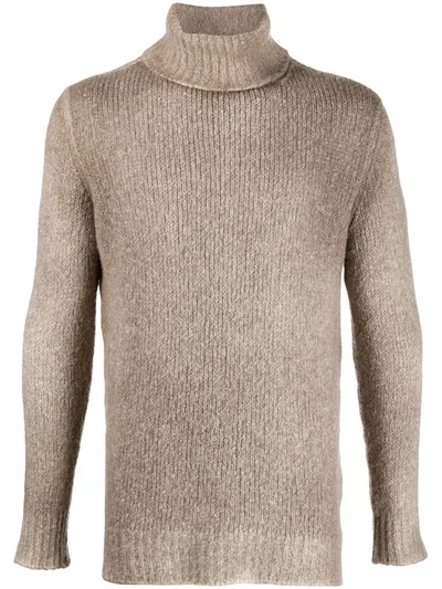 Avant Toi Fine Knit Turtleneck Jumper In Neutrals