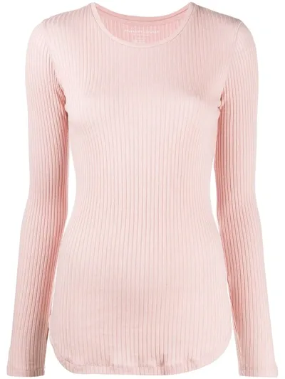 Majestic Fitted Ribbed Pullover In Pink