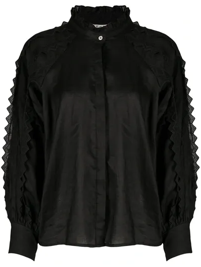 Sea Zig Zag Sleeve Detail Shirt In Black