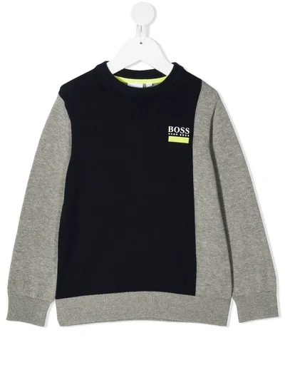 Hugo Boss Kids' Bi-colour Sweatshirt In Blue