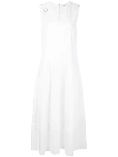 Tibi Eco Poplin Split Neck Dress In White