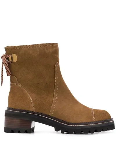 See By Chloé Suede Ankle Boots In Brown