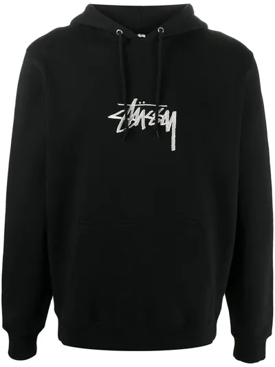 Stussy Logo-printed Hoodie In Schwarz