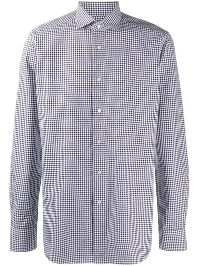 Xacus Long Sleeve Check Print Shirt In Blue