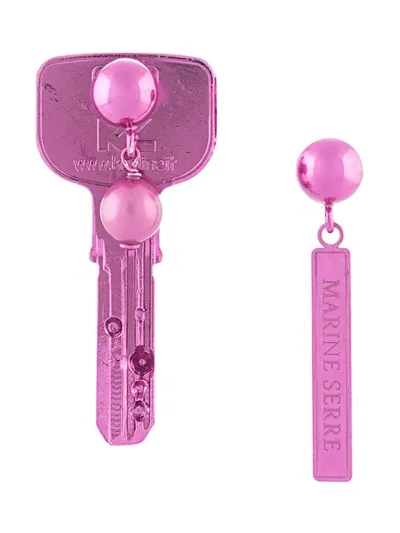 Marine Serre Key Stud Earring In Pink