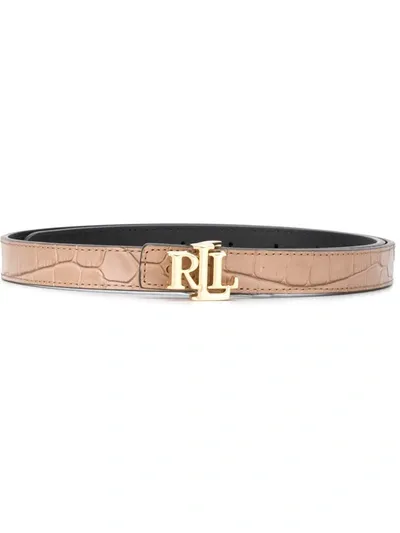 Lauren Ralph Lauren Gold-tone Logo Belt In Black