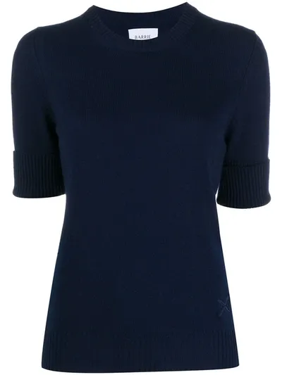 Barrie Short-sleeved Cashmere Jumper In Blue