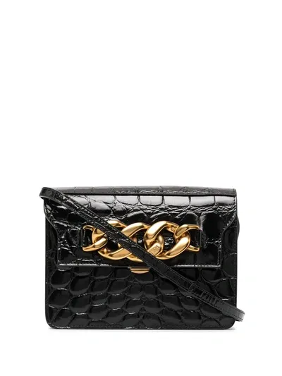 N°21 Croc-effect Embossed Shoulder Bag In Black