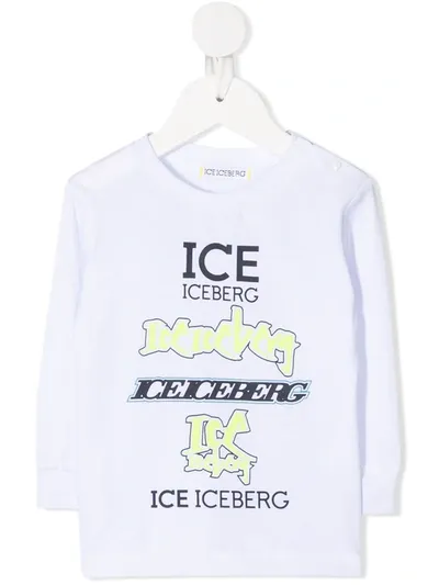 Iceberg Babies' Logo-print Crew Neck Tee In 白色