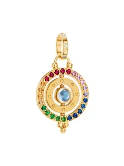 Temple St Clair Women's Celestial 18k Yellow Gold & Rainbow Multi-stone 3x Orbit Pendant