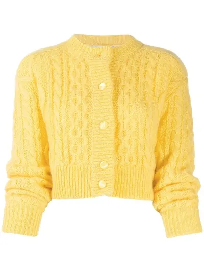 Laneus Cable-knit Cardigan In Yellow