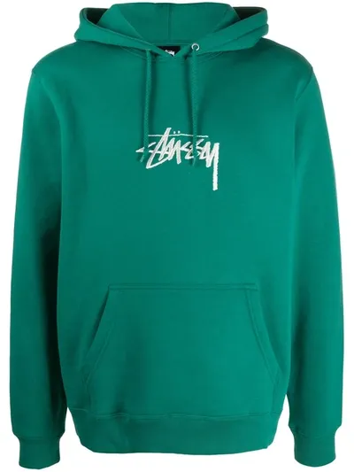 Stussy Logo Print Hoodie In Green