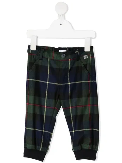 Il Gufo Babies' Tartan-print Elasticated- Ankle Trousers In 蓝色