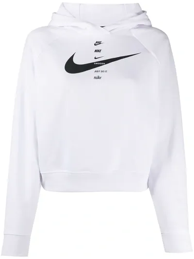 Nike Logo Crop Hoodie In White