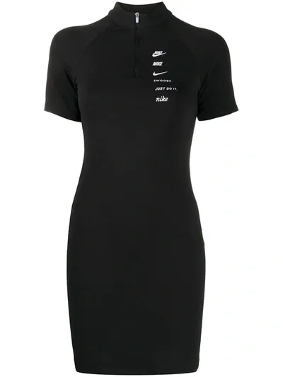 Nike Swoosh Bodycon Mini Dress In Black