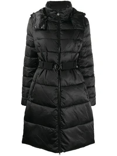 Ea7 Belted Padded Coat In Black