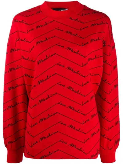 Love Moschino All-over Logo Sweatshirt In Red