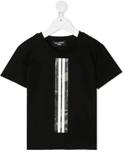 Neil Barrett Kids' Stripe Print T-shirt In Nero