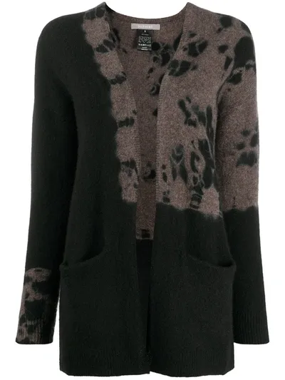 Suzusan Patterned Long-sleeve Cardigan In Black