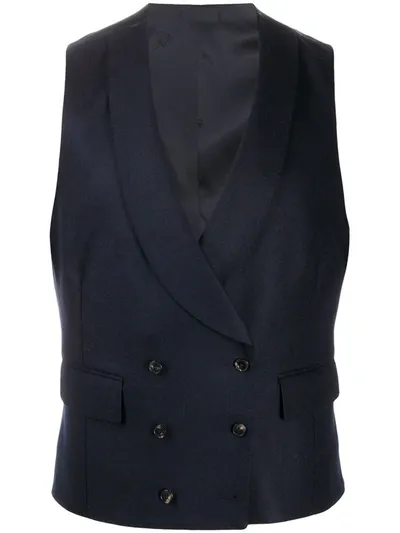 Gabriele Pasini Double-breasted Wool Waistcoat In Black