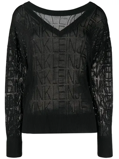 Calvin Klein Jeans Est.1978 Mesh Knit Logo Jumper In Black