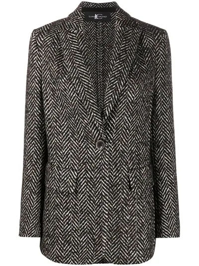 Luisa Cerano Herringbone Blazer In Black