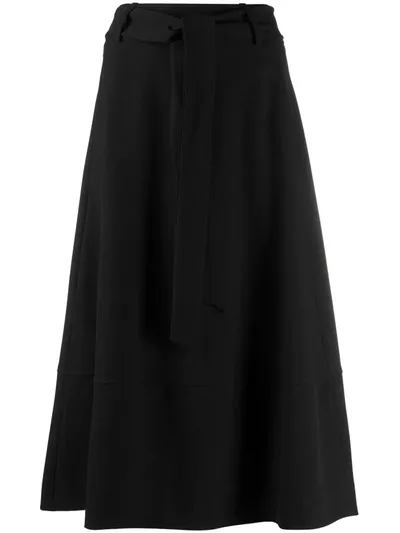 Luisa Cerano Belted Flared Midi Skirt In Black