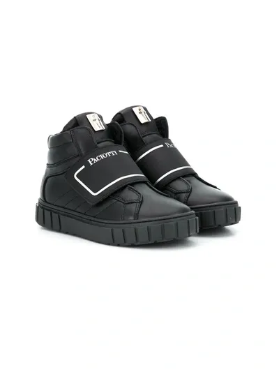 Cesare Paciotti Teen Touch Strap High-top Sneakers In Schwarz