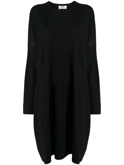 Sminfinity Draped Wool Knit Dress In Black