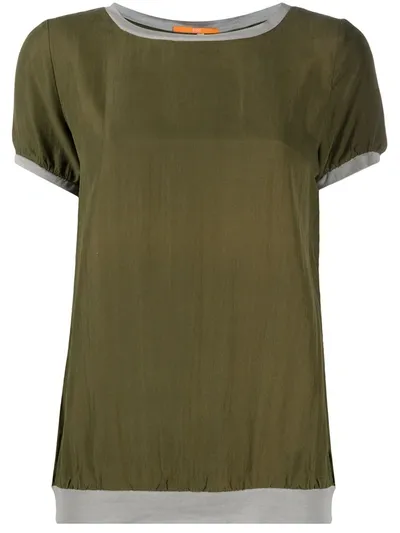 Hugo Boss Shortsleeved Silk Top In Green