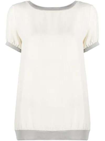 Hugo Boss Shortsleeved Silk Top In Neutrals