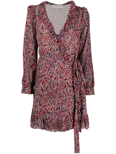 Michael Michael Kors Paisley Print Shirt Dress In Red