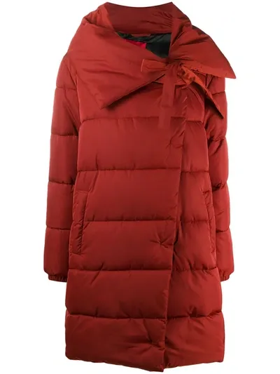 Hugo Boss Asymmetric Zip-up Padded Jacket In Orange