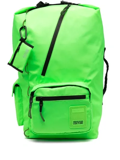 Versace Jeans Couture Large Logo-patch Backpack In Green