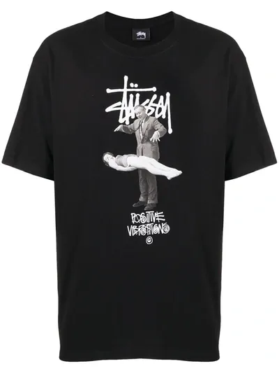 Stussy Graphic Print T-shirt In Black