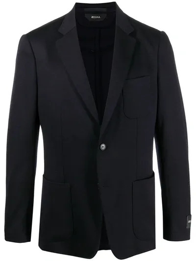 Z Zegna Single-breasted Wool Blazer In Blue