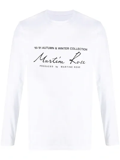 Martine Rose Logo-print Long-sleeve T-shirt In White